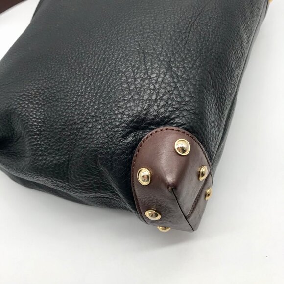 Michael Kors Black & Brown Pebbled Leather Joplin Shoulder Hobo Bag - Picture 9 of 10